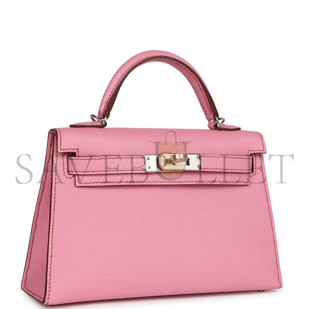 H**mes master mini kelly ii bubblegum with palladium hardware (19*12*5.5cm)